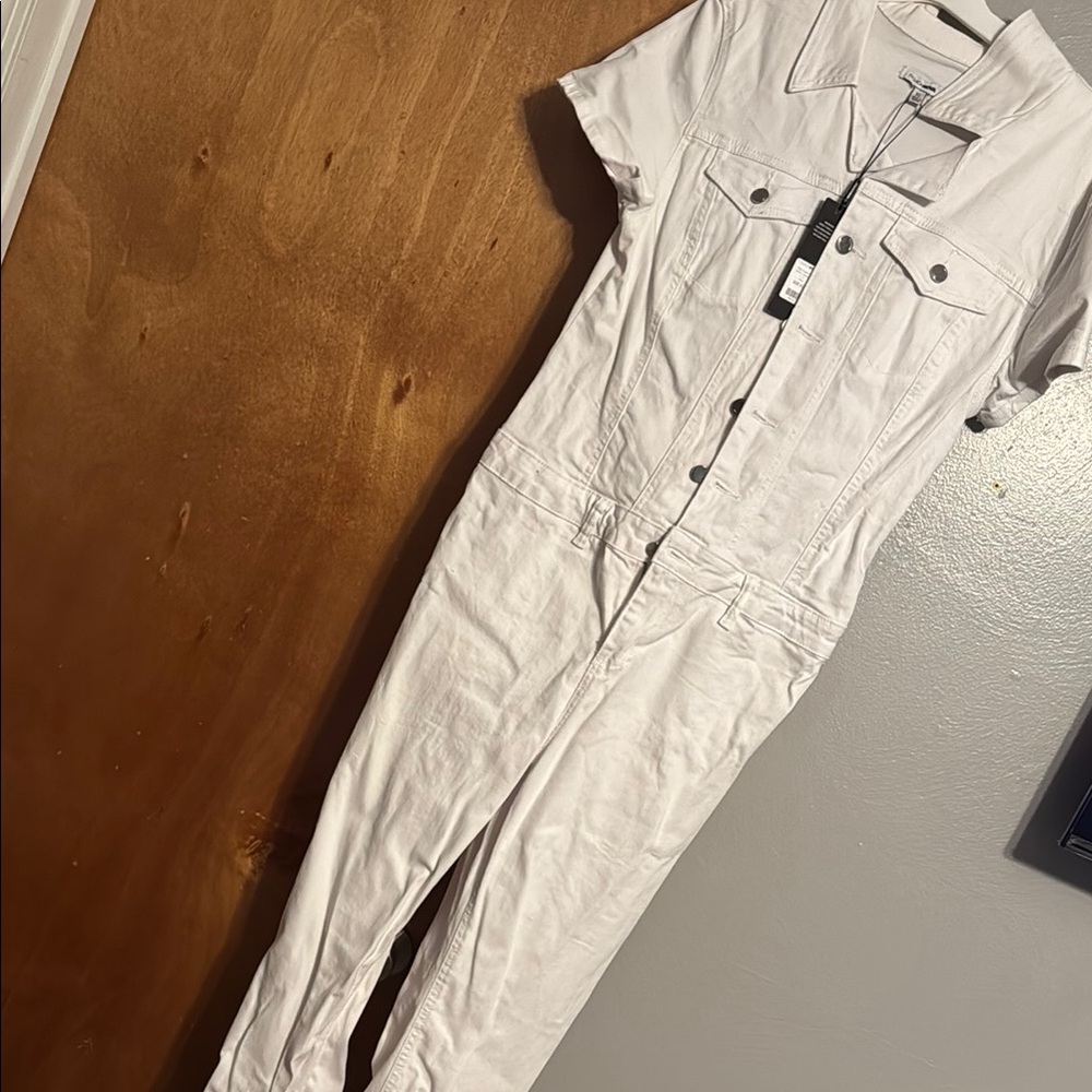 White Denim Jumpsuit